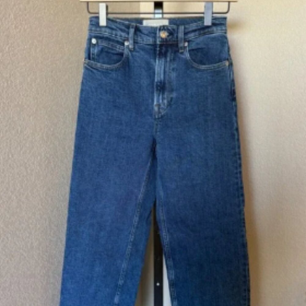 Everlane The Way High Jean Straight Leg Organic Cotton Denim Blue Jeans Sz 23